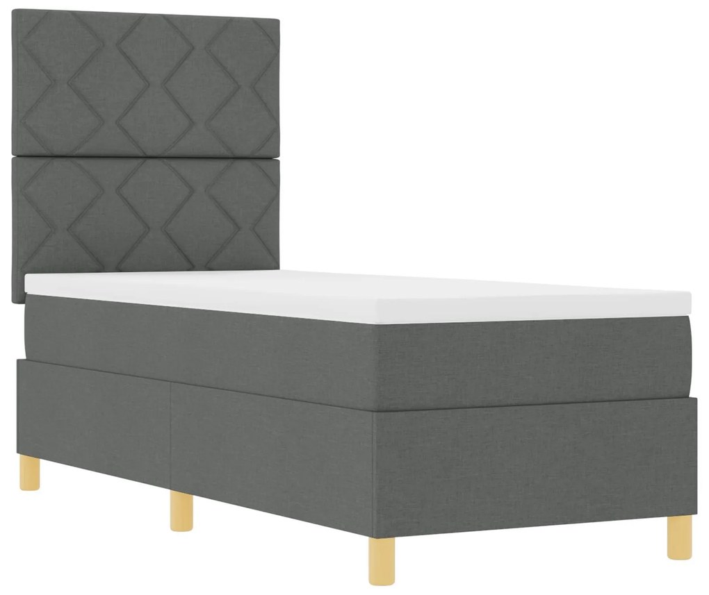 Cama Box Spring com Colchão Cinza Escuro 80x200 cm Tecido