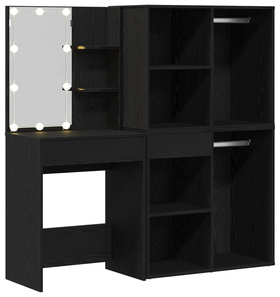 Mesa de Maquiagem com 2 Armários Carvalho Preto Madeira Engenheirada