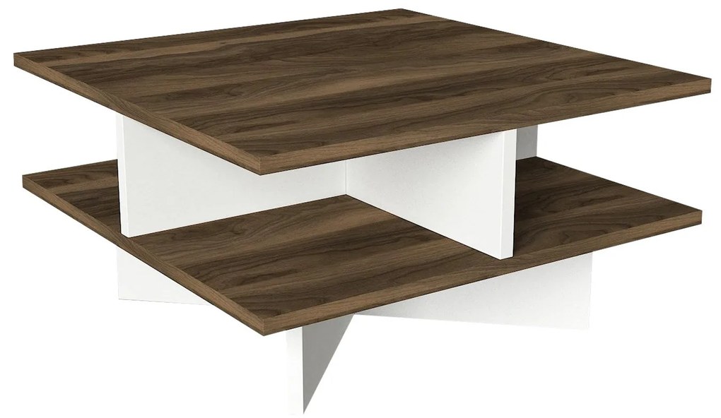 Mesa de Centro Hamton – Nogueira e Branco – 60x31,2x60 cm | Tribo Home