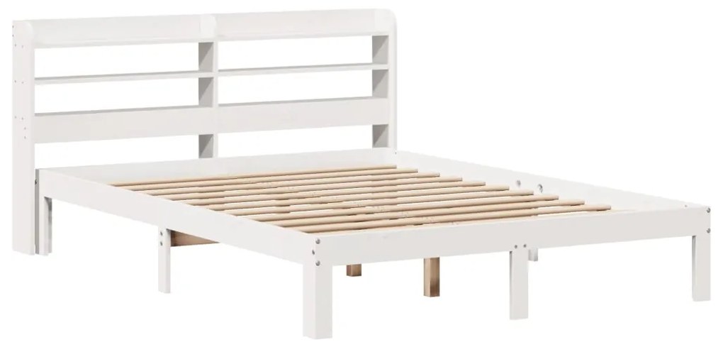 Estrutura cama c/ cabeceira 140x190 cm pinho maciço branco