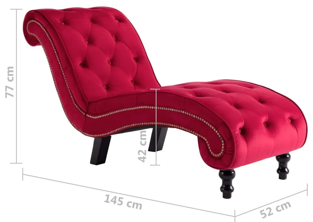 Chaise longue em veludo vermelho