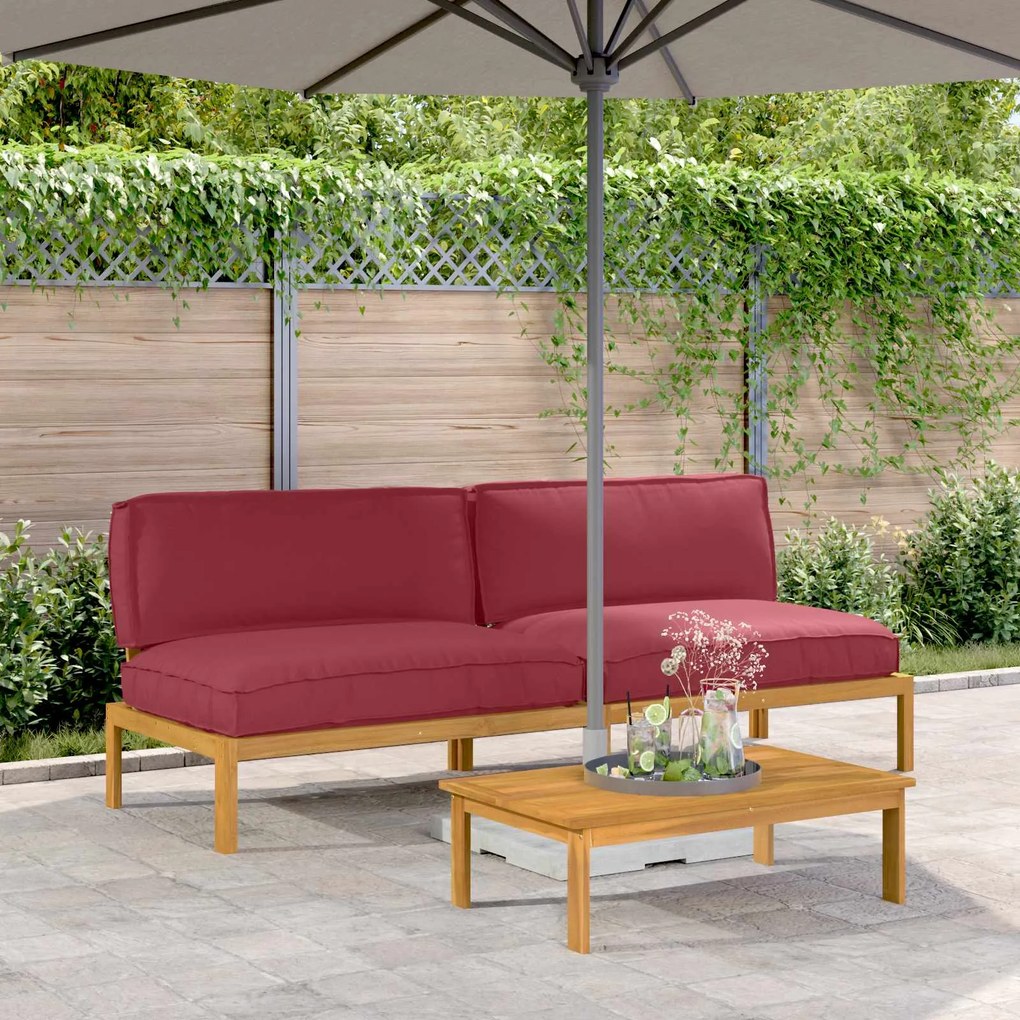 vidaXL Conjunto de Sofás com almofada Vinho Vermelho 240 x 92 x 69 cm