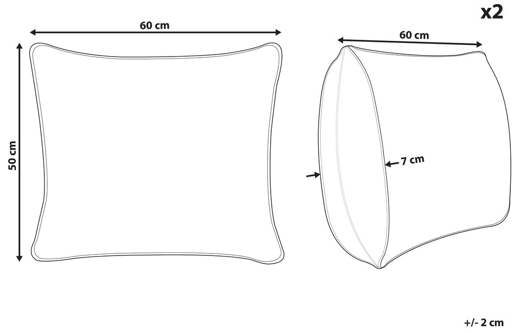 Conjunto de 2 almofadas de baixo perfil em microfibra 50 x 60 cm ERRIGAL Beliani