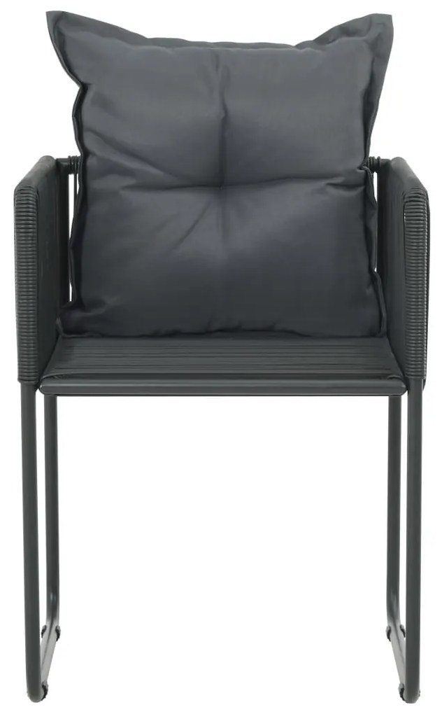 Cadeiras de exterior 4 pcs c/ almofadões vime PE preto