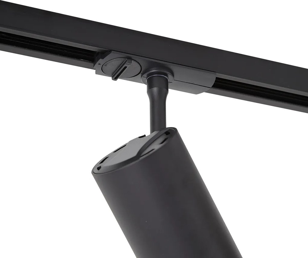 Foco moderno preto para sistema de calha monofásico com LED giratório e inclinável - Iconic Zoom