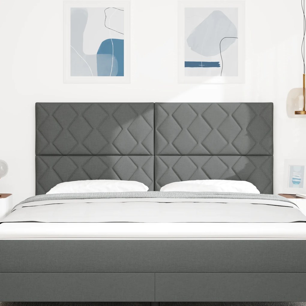 Cabeceira Design de Blocos de Diamante Cinza Escuro 180 cm Tecido