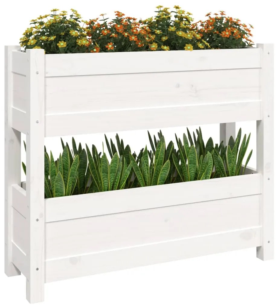 Vaso/floreira 77x25x66 cm madeira de pinho maciça branco
