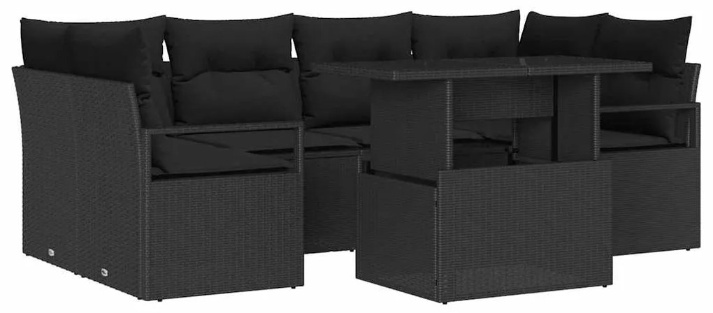 Conjunto de Sofá de Jardim vidaXL 7 Peças com Almofadas Rattan Polímer