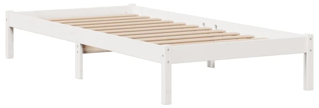 Cama com estante sem colchão 75x190 cm pinho maciço branco