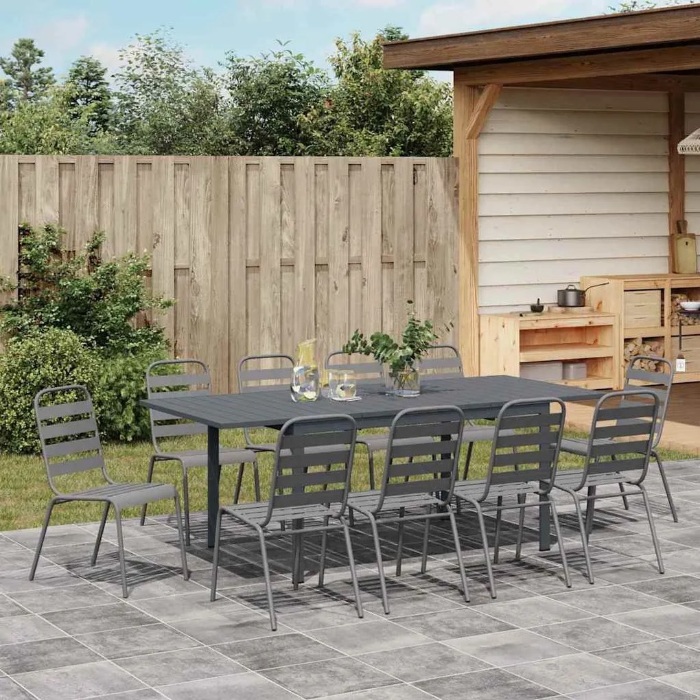 Conjunto de Jantar de 11 Peças 11 pcs Cinzento Largo Metal