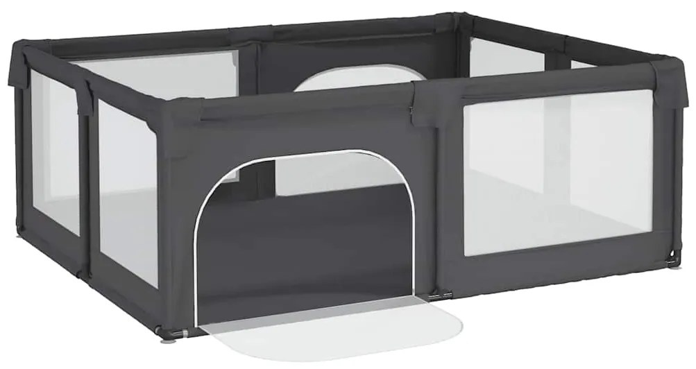 Parque para bebés com 2 portas tecido Oxford cinzento-escuro