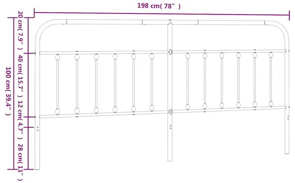 Cabeceira de cama 193 cm metal branco