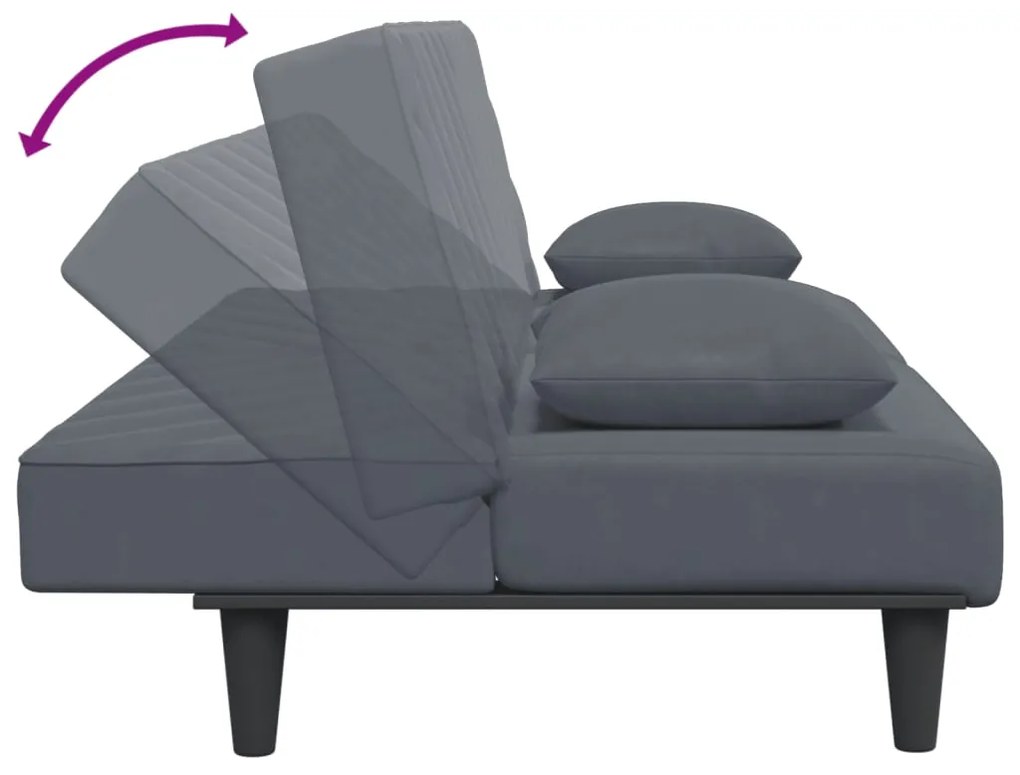 2 pcs conjunto de sofás com almofadas veludo cinzento-escuro