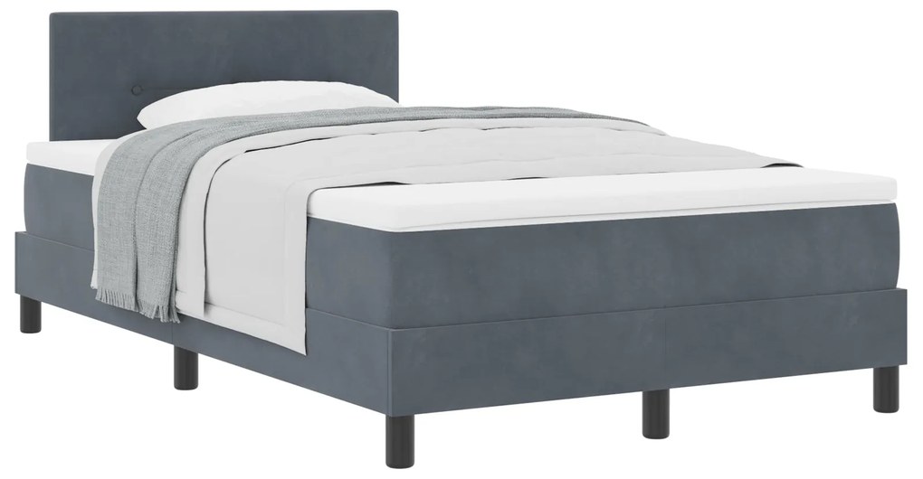 Cama Box com Colchão vidaXL Cinza Escuro 120x200 cm Veludo