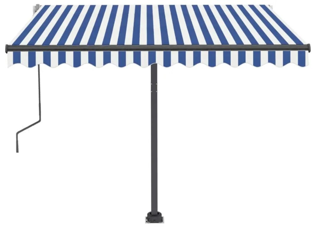 Toldo retrátil manual independente 300x250 cm azul e branco