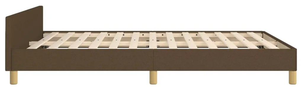 Estrutura de cama sem colchão 140x200 cm tecido castanho-escuro
