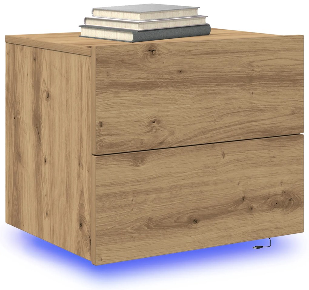 Cabinetes de Cabeceira vidaXL com Luzes LED Montados na Parede 2 pcs C