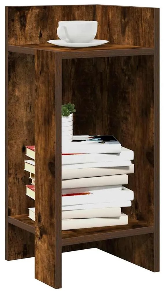 vidaXL Mesa lateral com prateleira 110x50x103 cm carvalho fumado
