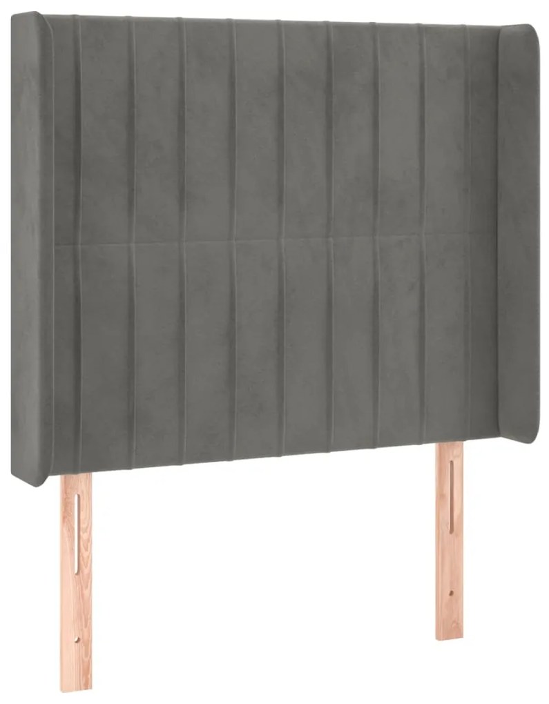 Cabeceira cama c/ luzes LED veludo 83x16x118/128 cm cinza-claro