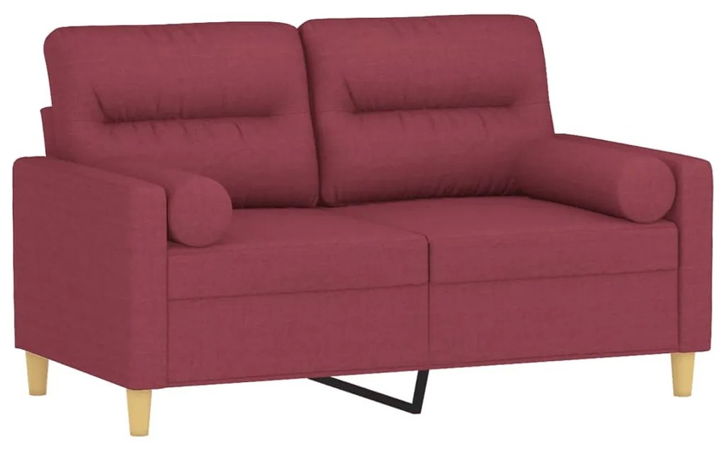 Sofá 2 lug. + almofadas decorativas 120cm tecido vermelho tinto