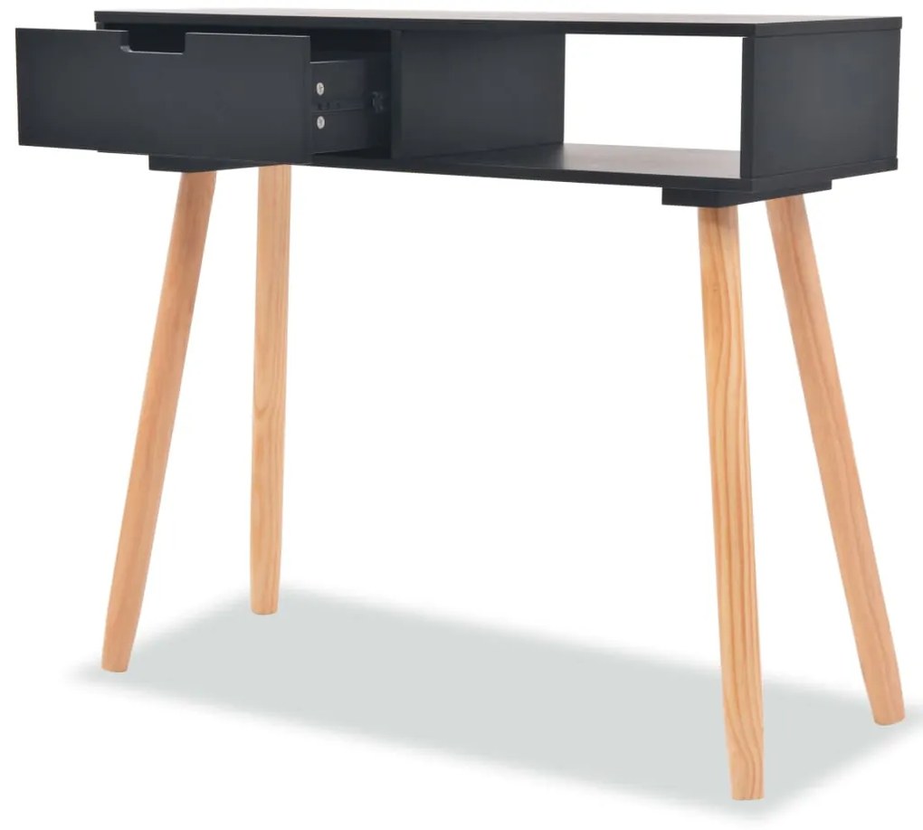 Mesa consola de pinho maciço 80x30x72 cm preto