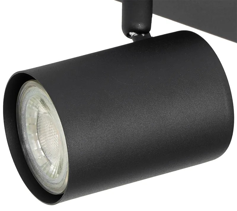 Candeeiro de teto moderno preto 3 luzes ajustável retangular - Jeana Moderno