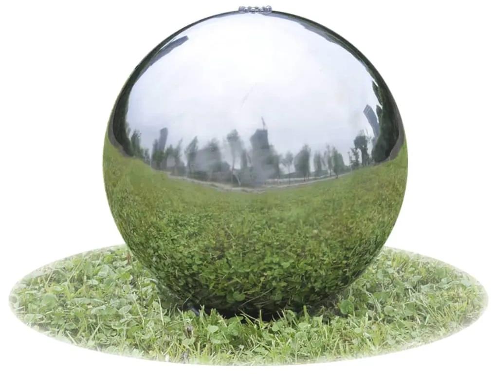 41684 vidaXL Fonte esfera com LEDs para jardim 40 cm aço inoxidável