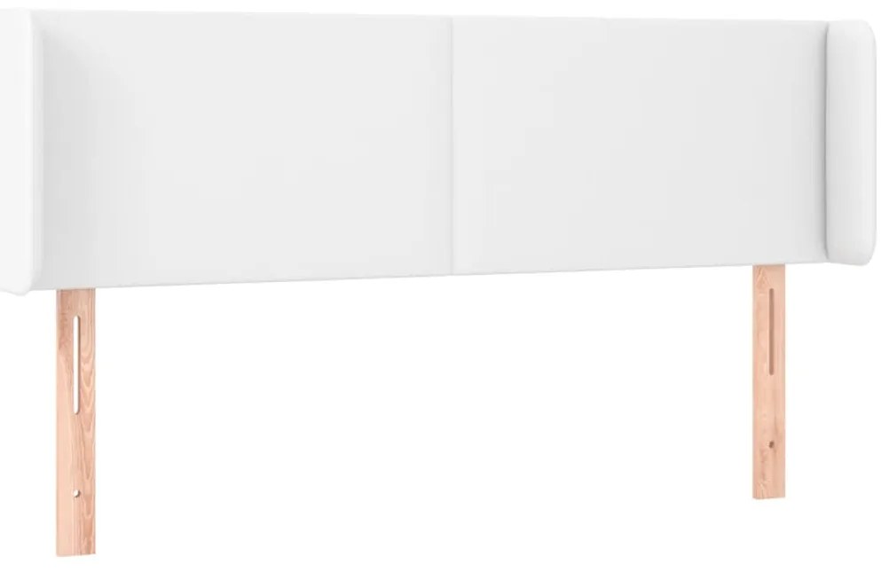 Cabeceira de cama c/ LED couro artificial 147x16x78/88cm branco