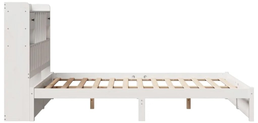 Cama com estante sem colchão 150x200 cm pinho maciço branco