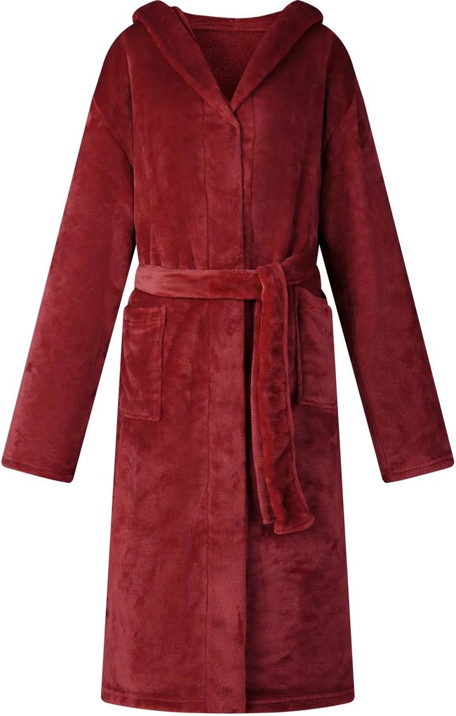 vidaXL Roupão com Capuz Vermelho Bordeaux xl Flanela
