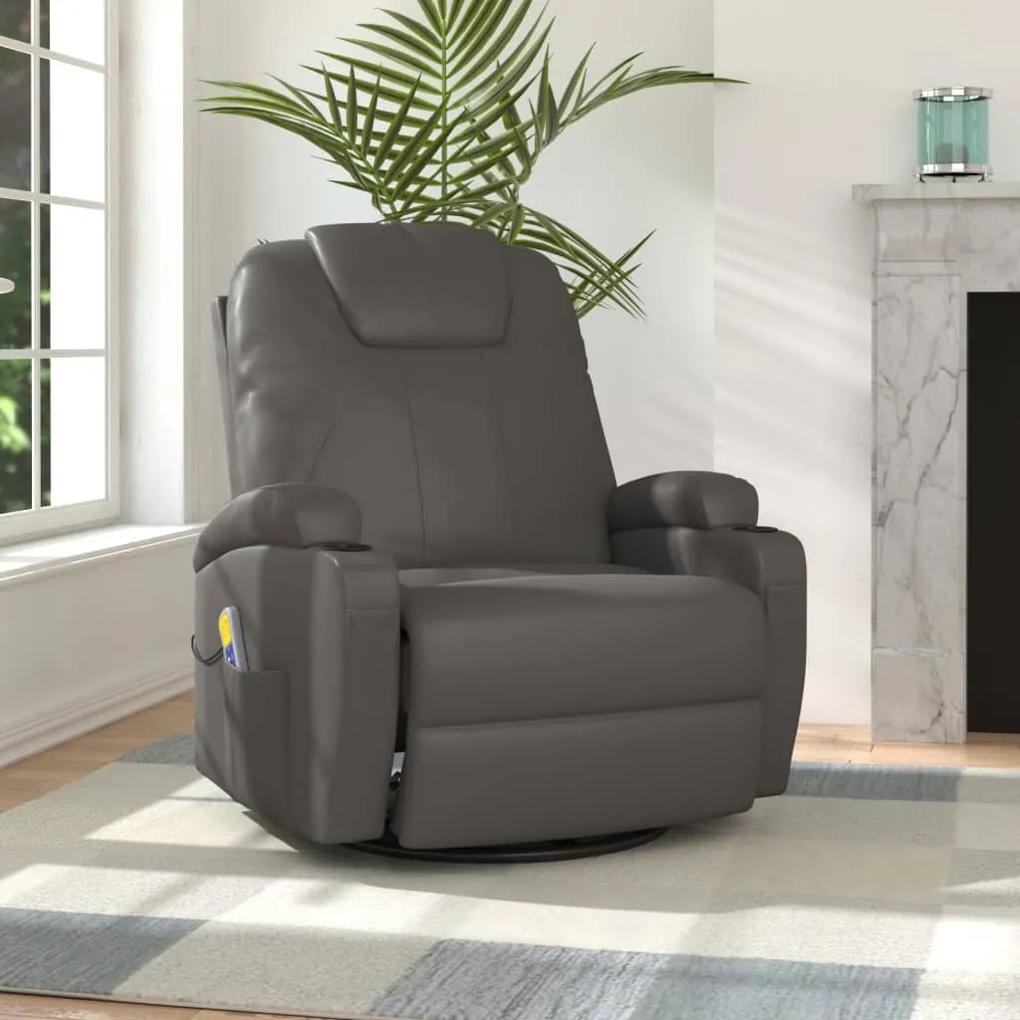 335850 vidaXL Cadeira de massagem reclinável couro artificial antracite