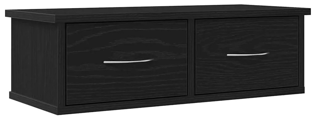 Prateleira de gaveta montada na parede vidaXL Preto Carvalho 60x26x18,