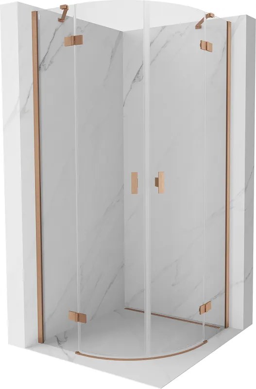 Mexen Mist cabine de duche semicircular com porta de batente 90 x 90 cm, transparente, cobre escovado - 8A33-090-090-65-00