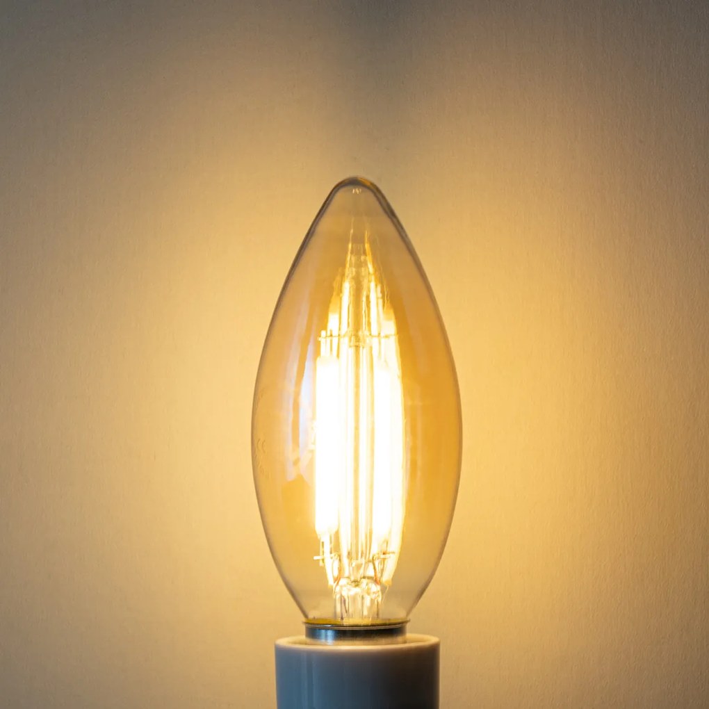 Set van 5 E14 dimbare LED lampen B35 goud 4W 450 lm 2200K