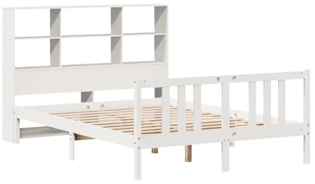 Cama com estante sem colchão 150x200 cm pinho maciço branco