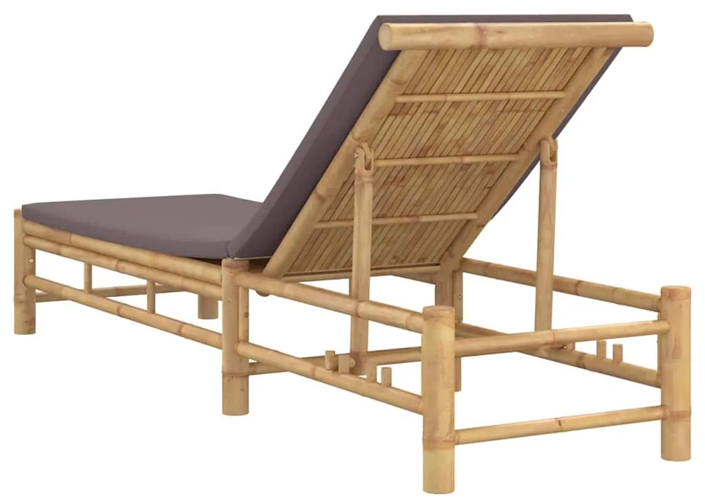 Espreguiçadeira c/ almofadões 55x199x30 cm bambu