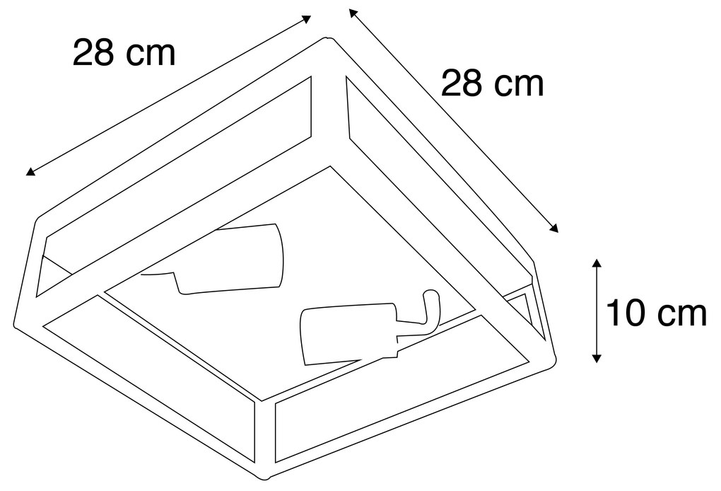 Candeeiro de teto exterior quadrado moderno em aço 2 luzes - Rotterdam Moderno
