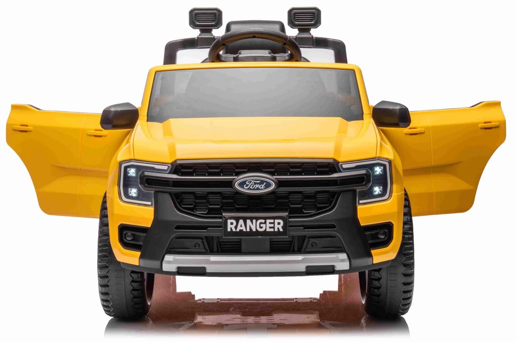 Carro elétrico para Crianças 12V Ford Ranger LIFT Assento de couro, Rodas de EVA Amarelo