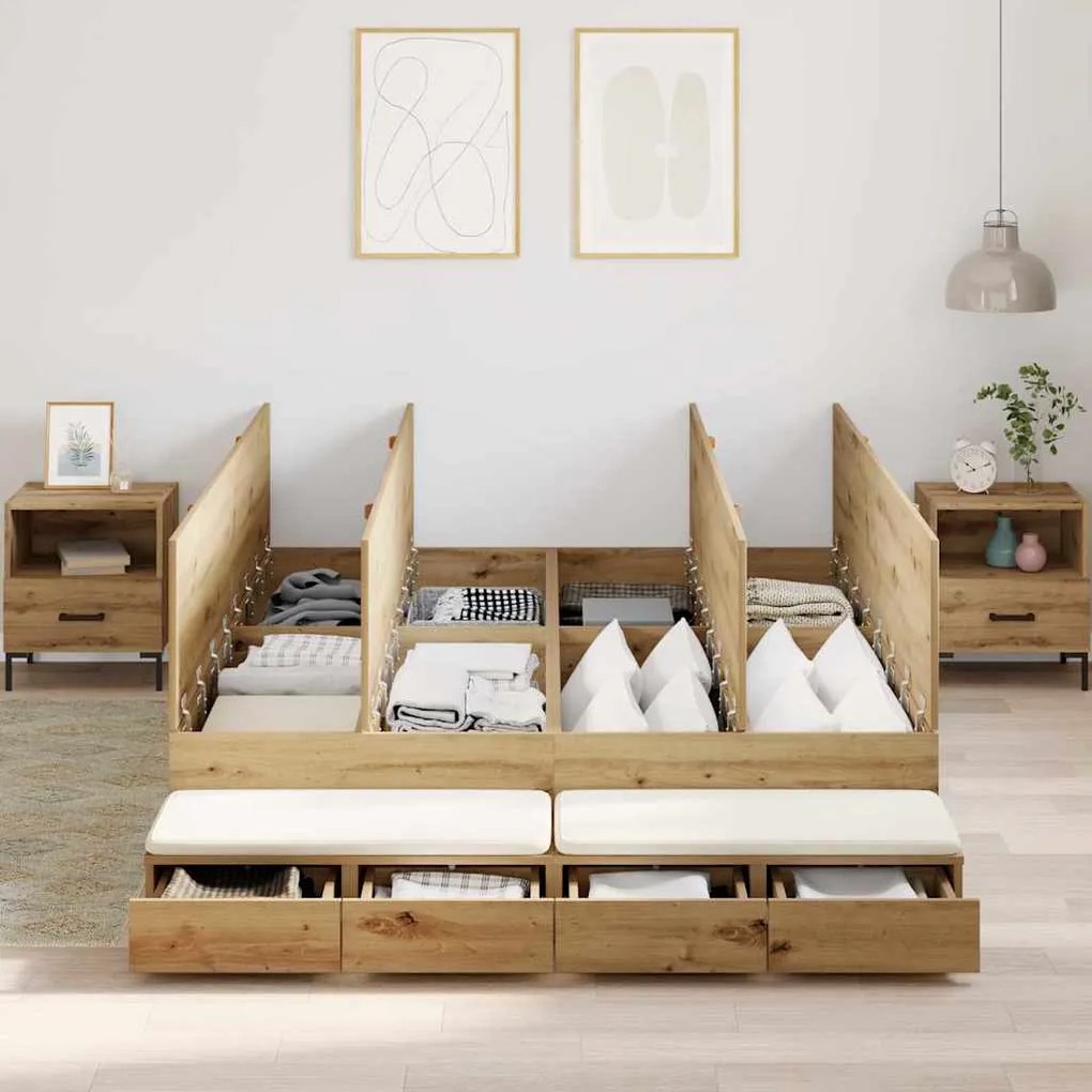 Cama de Armazenamento Carvalho Artisan 160x200 cm