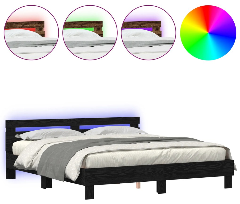 Estrado de Cama de Madeira Carvalho preto Madeira sólida