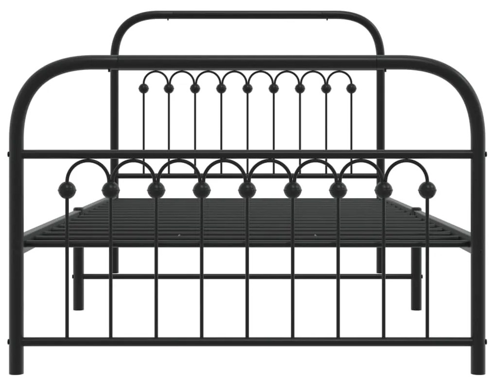 Estrutura de cama com cabeceira e pés 100x190 cm metal preto