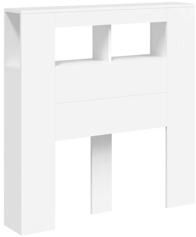 Cabeceira cama c/ LEDs 100x18,5x103,5 cm deriv. madeira branco