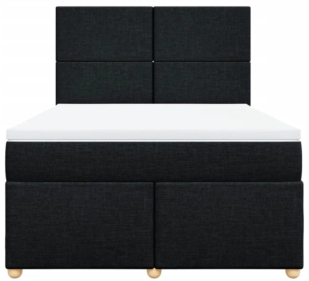 Cama com molas/colchão 140x190 cm tecido preto