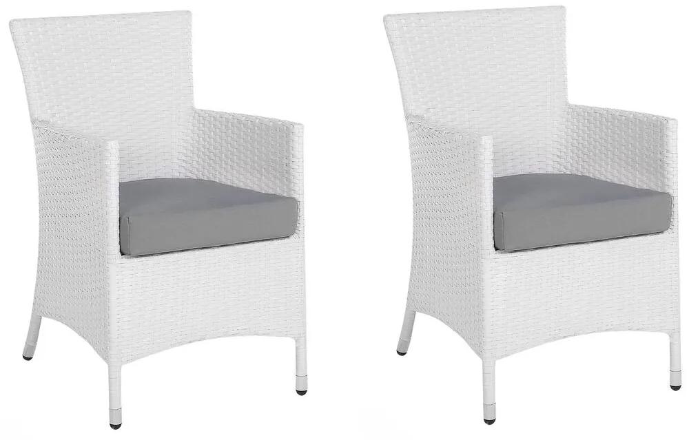 Conjunto de 2 cadeiras de jardim de rattan sintético branco ITALY Beliani
