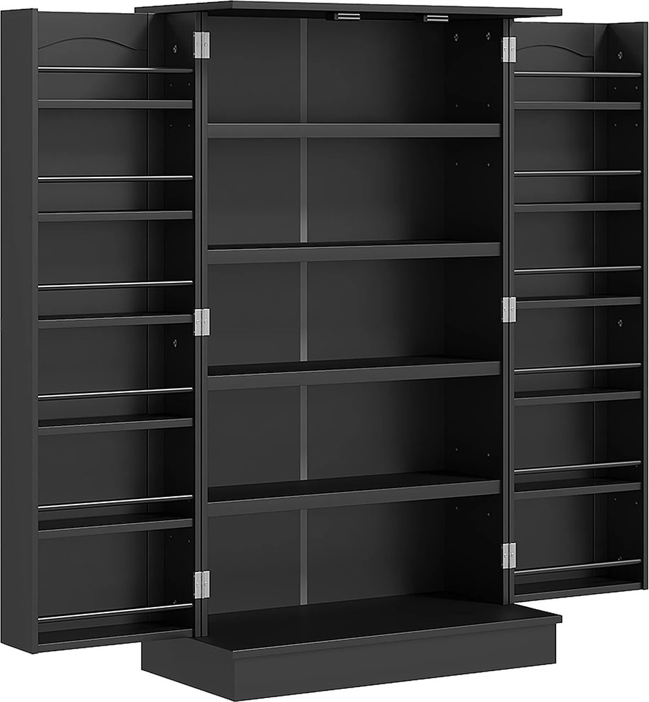 HOMCOM Armário de Cozinha com 2 Portas e 16 Prateleiras Armário de Cozinha Moderno com Prateleiras Ajustáveis 60x30x104 cm Preto | Aosom Portugal