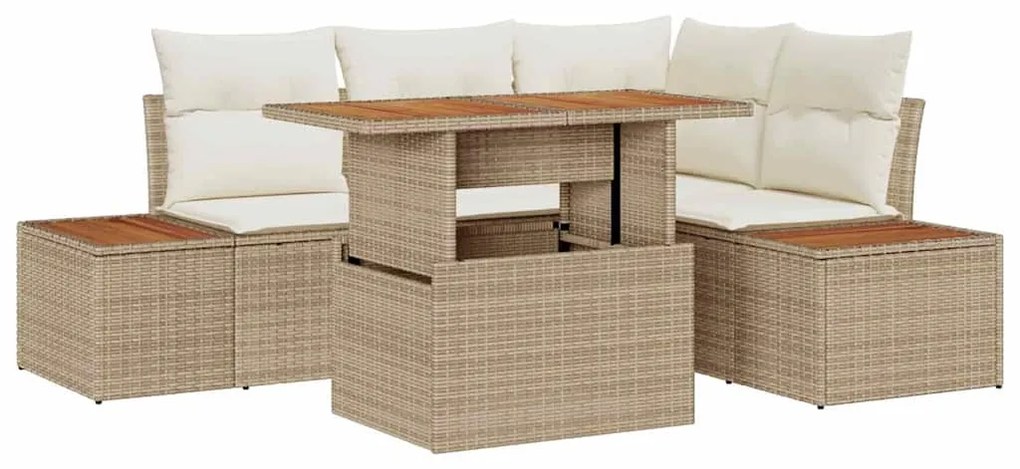 Conjunto de Jantar para Jardim com 5 Peças e Almofadas Beijinhas em Ra