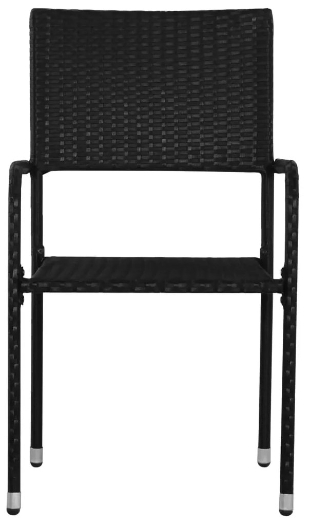 9 pcs conjunto de jantar para jardim vime PE preto