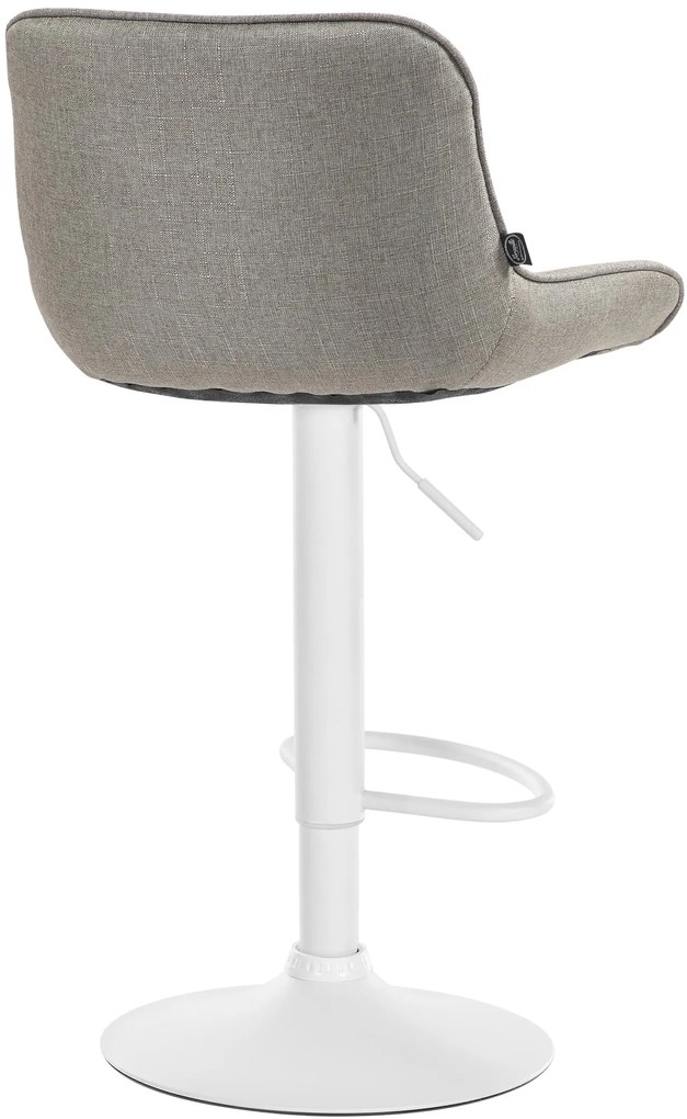 Banco alto em tecido com estrutura branca 85-106 x 49 x 51 cm castanho acinzentado