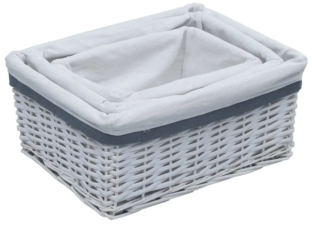3 pcs conjunto de cestos de encastrar salgueiro branco