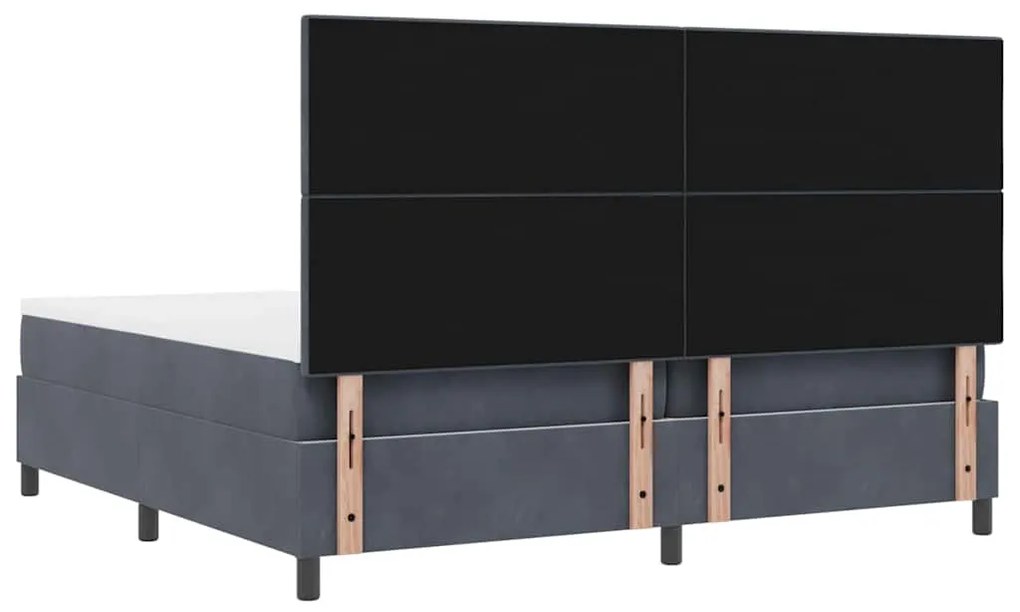 Cama Box com Colchão e LED vidaXL Cinza Escuro 200x200 cm Veludo
